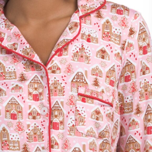 PILLOW TALK 2pc Gingerbread House Long Sleeve Pajama Set - Picture 3 of 4